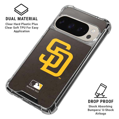 MLB San Diego Padres - Solid Distressed Pixel 9/9 Pro Clear Case